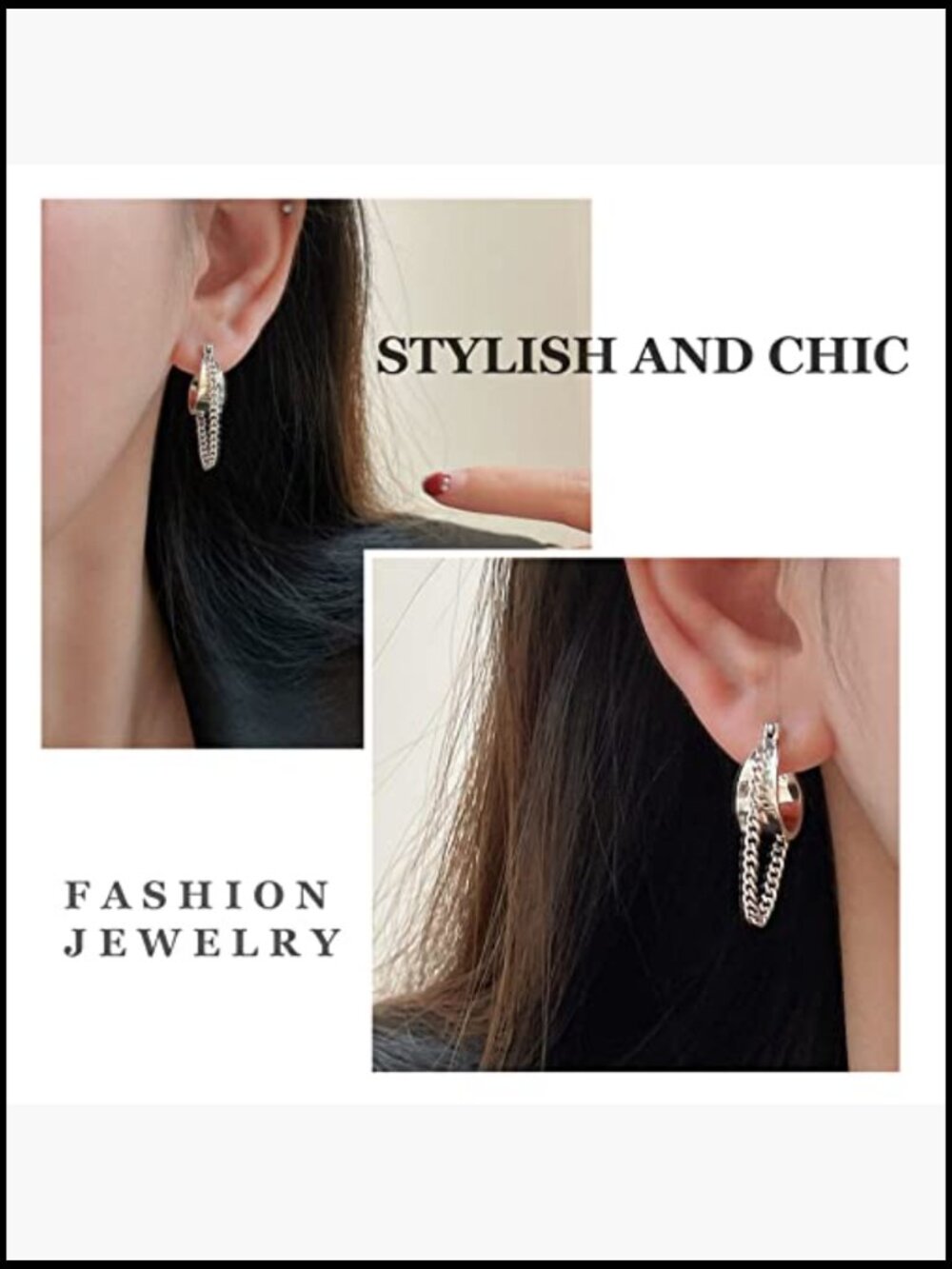 Trendy Chain Tassel Dangle Earrings 925 Sterling Silver Post Hypoallergenic Gift - Picture 4 of 7